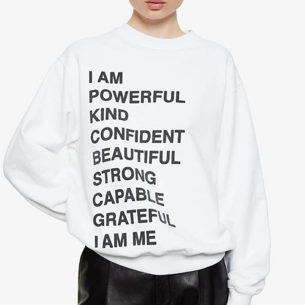 NWT Anine Bing Empowerment Ramona Sweatshirt white XS